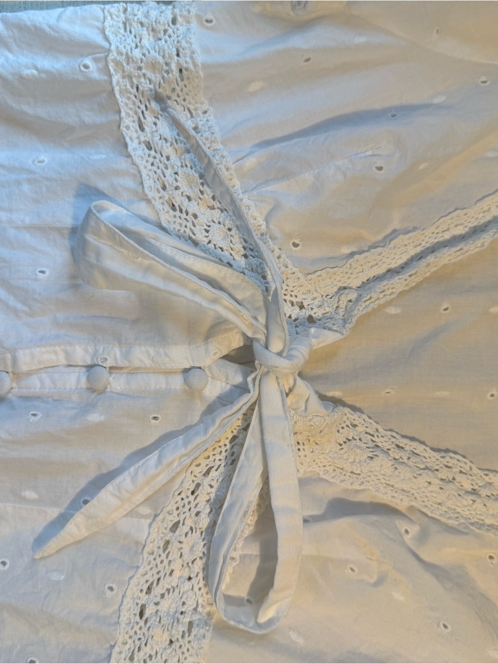 Princess Polly Dominico-White Eyelet Tie-Front Lace Blouse - Picture 4 of 6